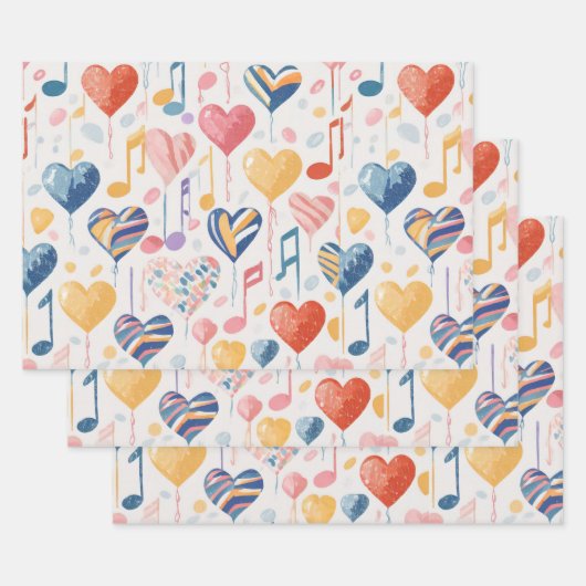 Musikherzen-Packpapier Geschenkpapier Set (Set)