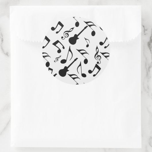 Musikhinweise - Notendesign Runder Aufkleber (Tasche)