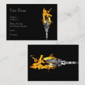 Musikindustrie-Karte - loderndes Mikrofon Visitenkarte (Vorne/Hinten)