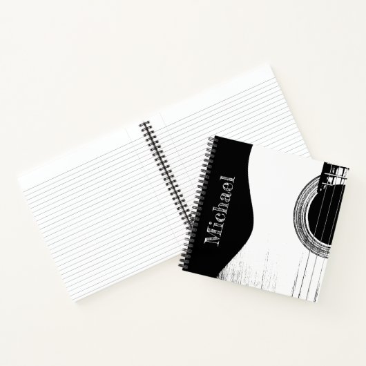 Musikinstrument Abstrakte Gitarre Schwarz-weiß Notizblock (Innenseite)