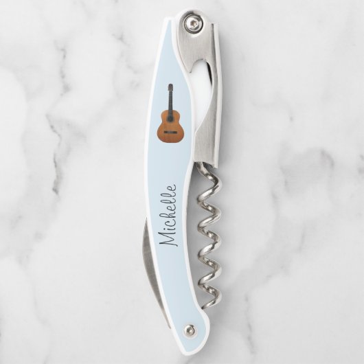 Musikinstrument akustische Gitarre blau Kellnermesser (Rückseite)