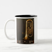 Musikinstrument aus Euphonium mit Notation Zweifarbige Tasse (Links)