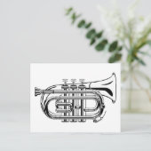 Musikinstrument für Schwarz-Weiß-Trompete Postkarte (Stehend Vorderseite)
