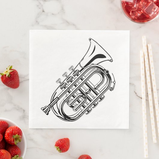 Musikinstrument für Schwarz-Weiß-Trompete Serviette (Beispiel)