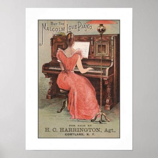 Musikinstrument für Vintage Klaviermusik Poster (Vorne)