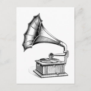 Musikinstrument für Vintage Tonträger Postkarte