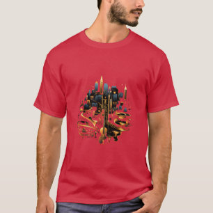 Musikinstrument Stadt Skyline Musikerfilm T-Shirt