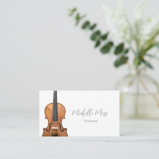 Musikinstrument Violin Violinist Elegant Visitenkarte (Stehend Vorderseite)