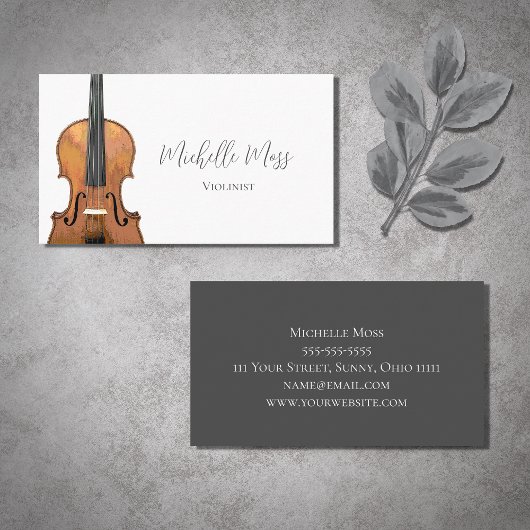 Musikinstrument Violin Violinist Elegant Visitenkarte