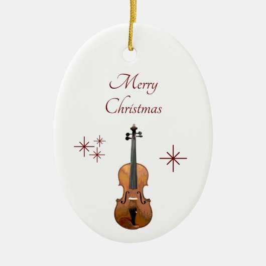 Musikinstrument Violin Weihnachten Keramik Ornament (Vorne)