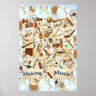 Musikinstrumente Alphabet International Poster