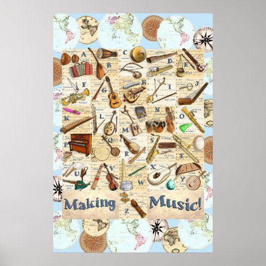 Musikinstrumente Alphabet International Poster (Vorne)