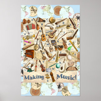 Musikinstrumente Alphabet International Poster