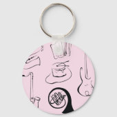 Musikinstrumente auf rosa Schlüsselanhänger (Vorderseite)