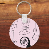 Musikinstrumente auf rosa Schlüsselanhänger (Vorderseite)