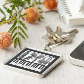 Musikinstrumente Band Schwarz-Weiß-Schlüsselanhäng Schlüsselanhänger (Seite)