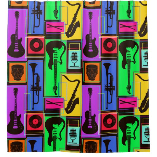 Musikinstrumente Duschvorhang (Vorderseite)