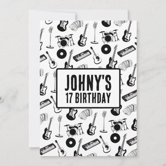 Musikinstrumente Geburtstag Einladung (Vorderseite)