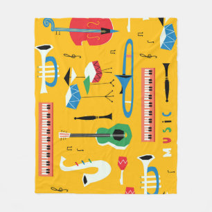Musikinstrumente: Gelb im Mittelalter Fleecedecke