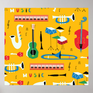 Musikinstrumente: Gelb im Mittelalter Poster