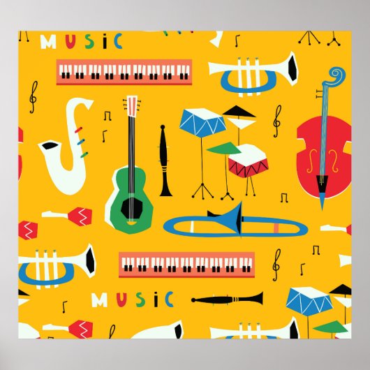 Musikinstrumente: Gelb im Mittelalter Poster (Vorne)