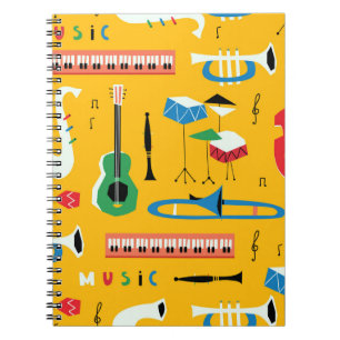 Musikinstrumente: Gelbe Mitte des Jahrhunderts Notizblock