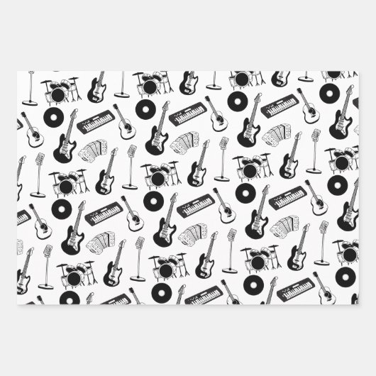 Musikinstrumente Geschenkpapier Set (Vorderseite)
