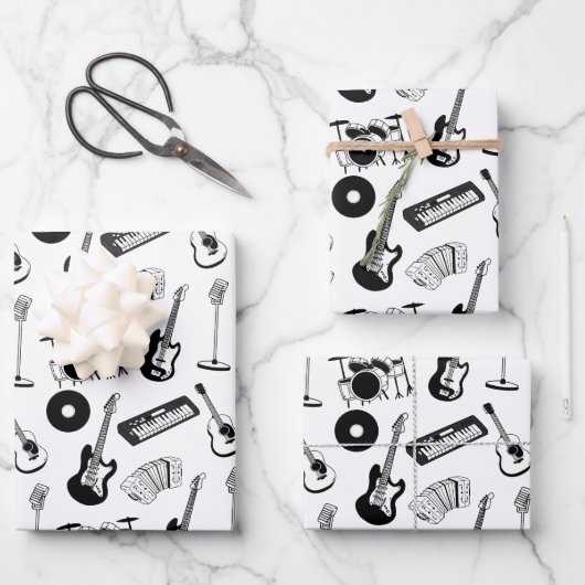 Musikinstrumente Geschenkpapier Set (Vorderseite)