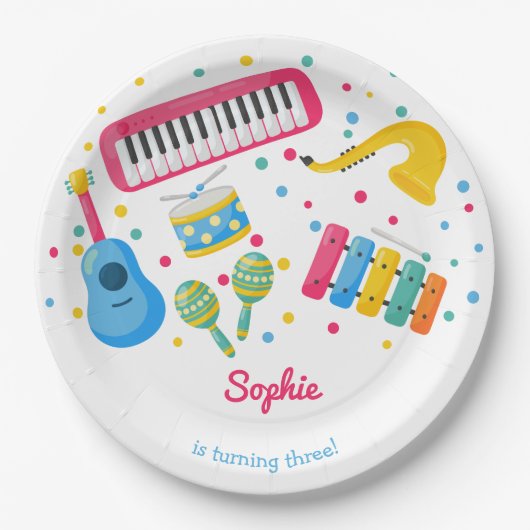 Musikinstrumente Kindergeburtstag Pappteller (Vorderseite)