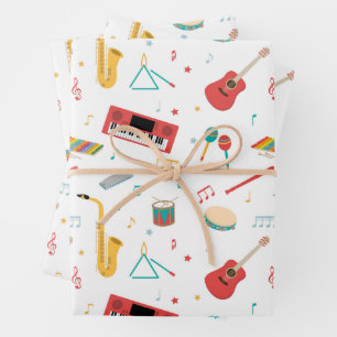Musikinstrumente Musik Thema Muster Geschenkpapier Set