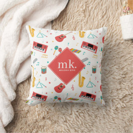Musikinstrumente Musik Thema Muster Monogramm Kissen