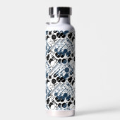Musikinstrumente Muster Design 2 Töne Weiß Trinkflasche (Rechts)