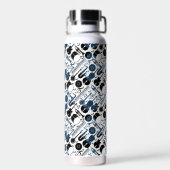 Musikinstrumente Muster Design 2 Töne Weiß Trinkflasche (Rückseite)