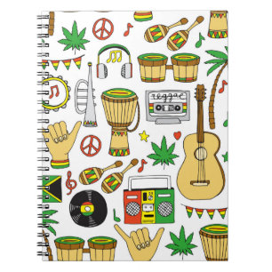 Musikinstrumente nahtlos Muster. Reggae Backg Notizblock