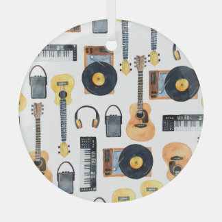 Musikinstrumente: Nahtlose Wasserfarbe Ornament Aus Glas