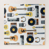 Musikinstrumente: Nahtlose Wasserfarbe Puzzle (Horizontal)