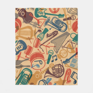 Musikinstrumente Nahtloser Vintage-Hintergrund Fleecedecke