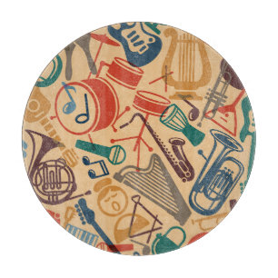 Musikinstrumente Nahtloser Vintage-Hintergrund Schneidebrett