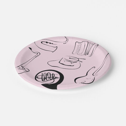 Musikinstrumente Pappteller (Schrägansicht)