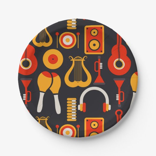 Musikinstrumente Pappteller (Vorderseite)