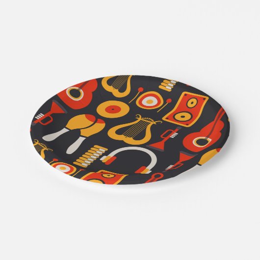 Musikinstrumente Pappteller (Schrägansicht)