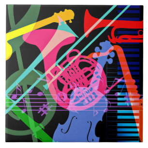 Musikinstrumente Pop-Art-Design Fliese