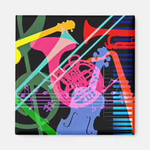 Musikinstrumente Pop Art Design Magnet