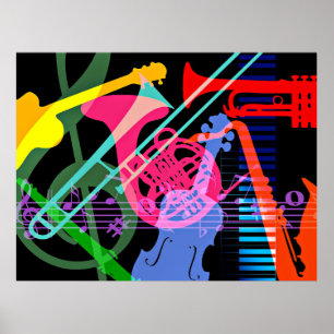 Musikinstrumente Pop-Art-Design Poster