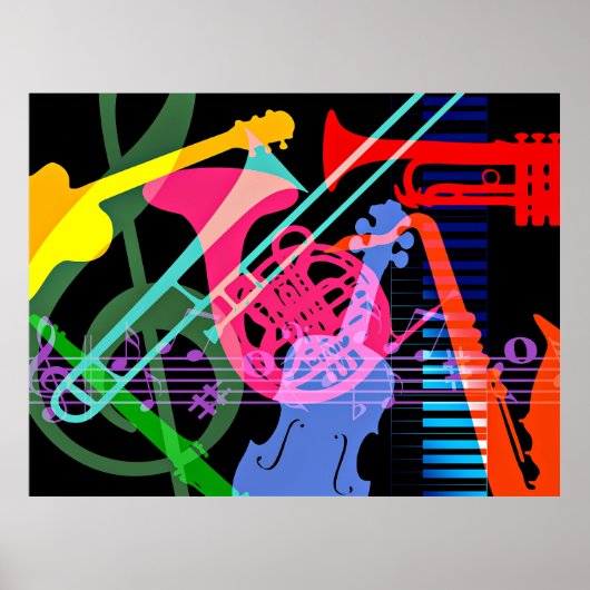 Musikinstrumente Pop-Art-Design Poster (Vorne)