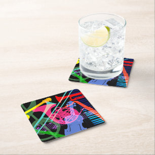 Musikinstrumente Pop-Art-Design Rechteckiger Pappuntersetzer