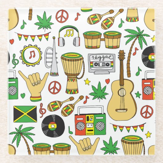 Musikinstrumente: Reggae - nahtloser Hintergrund Glasuntersetzer (Vorderseite)