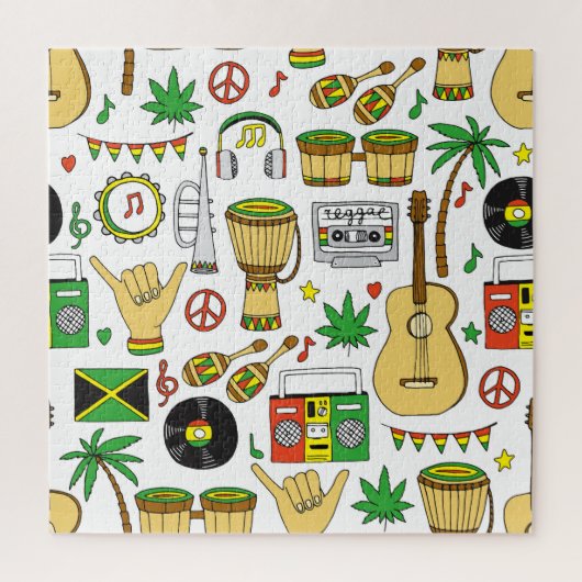Musikinstrumente: Reggae - nahtloser Hintergrund Puzzle (Vertikal)