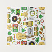 Musikinstrumente: Reggae - nahtloser Hintergrund Wandteppich (Vorderseite (Horizontal))