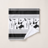 Musikinstrumente schwarz und weiß badhandtuch set (Waschlappen)